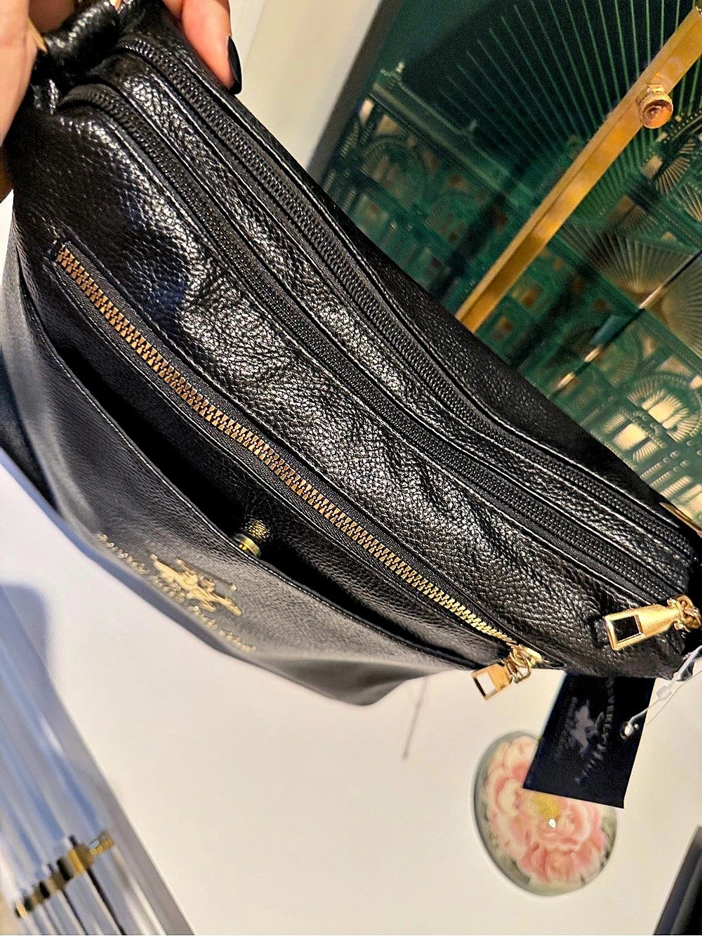 Beverly Hills Polo Club sleek Black and Gold Crossbody Bag NWT GORGE! - Picture 9 of 12